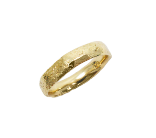 14k yellow gold mm wide raw band - Main Image