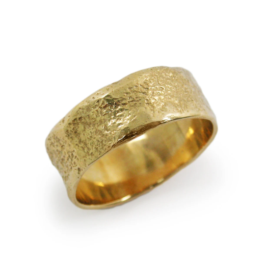 14k yellow gold 8 mm wide gothic wedding band (1227)