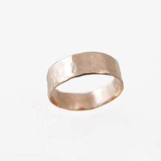 Hammered rose gold 6.5mm wedding ring