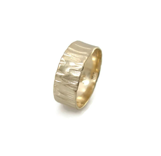 Textured 14k yellow gold ring 6.5mm