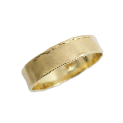 14k yellow gold 5 mm matte wide band with curvy edges