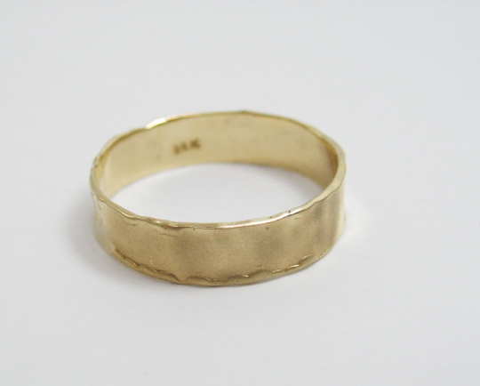 14k yellow gold 5 mm matte wide band with curvy edges