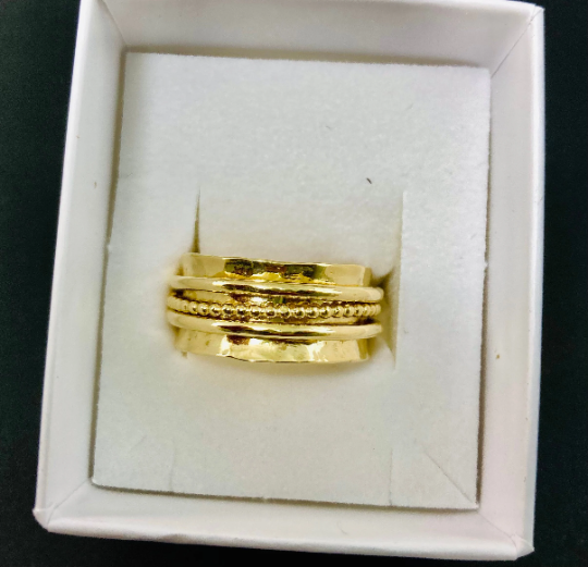 14k yellow gold spinner 9 mm wide wedding band