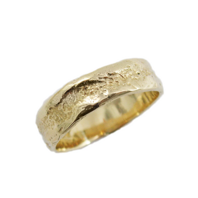 14K gold Hand Molded wedding band 1.5 mm thick