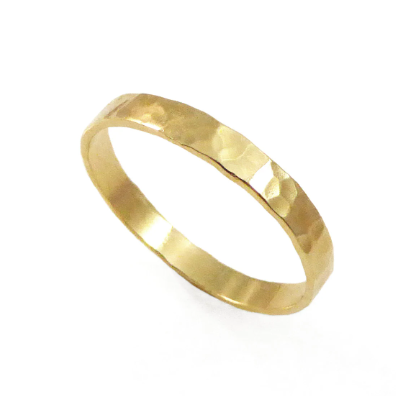 14K yellow gold hammered wedding band 3mm (2137)