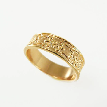 Fleur de lis ring 14k solid gold ring