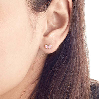 Tiny 14K gold Pink Butterfly earrings