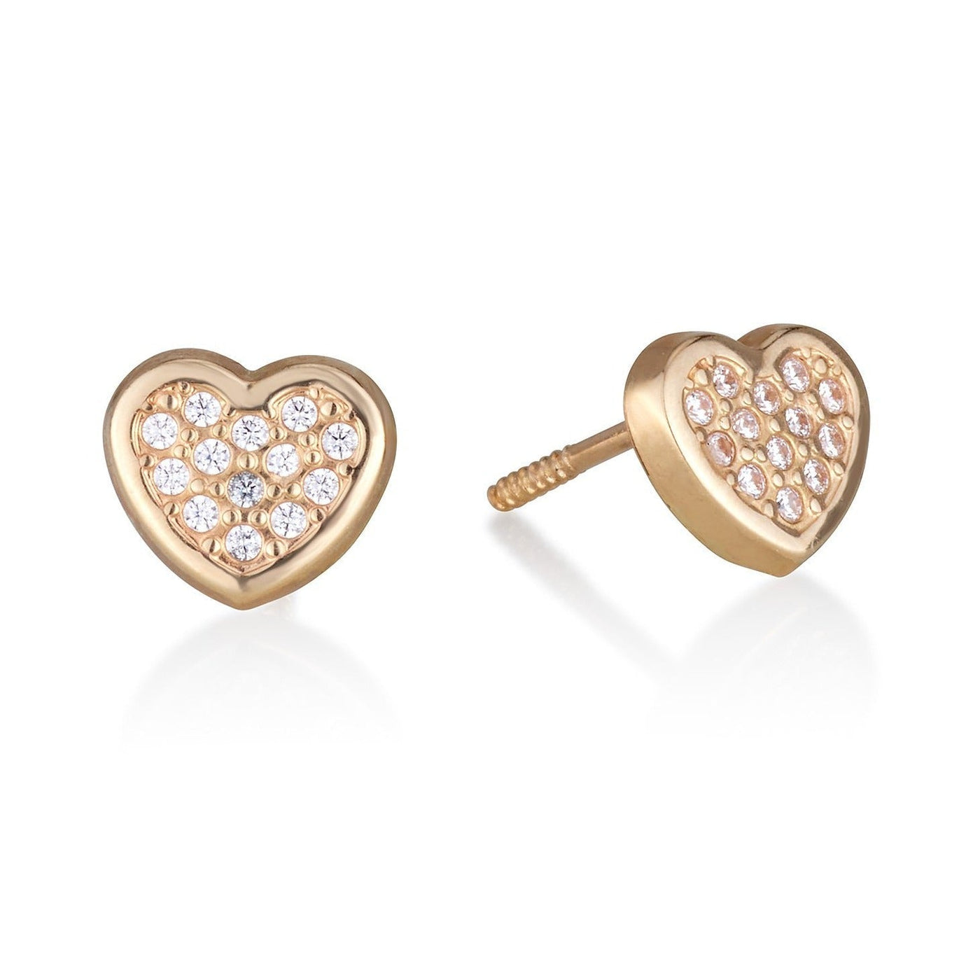 GOLD HEART EARRINGS WITH ZIRCON 6MM