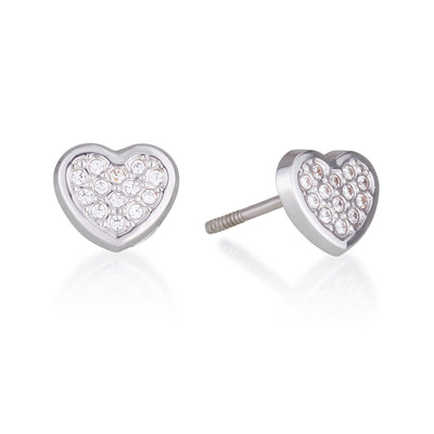 WHITE GOLD HEART EARRINGS WITH ZIRCON 6MM