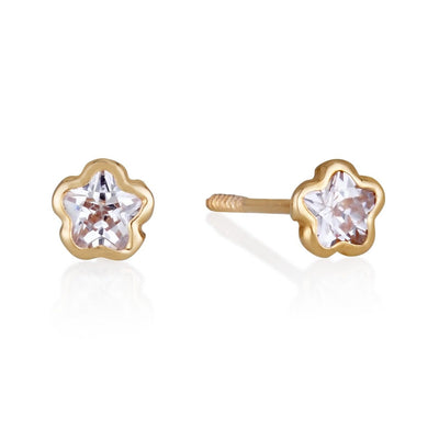 GOLD FLOWERS EARRINGS WITH ZIRCON