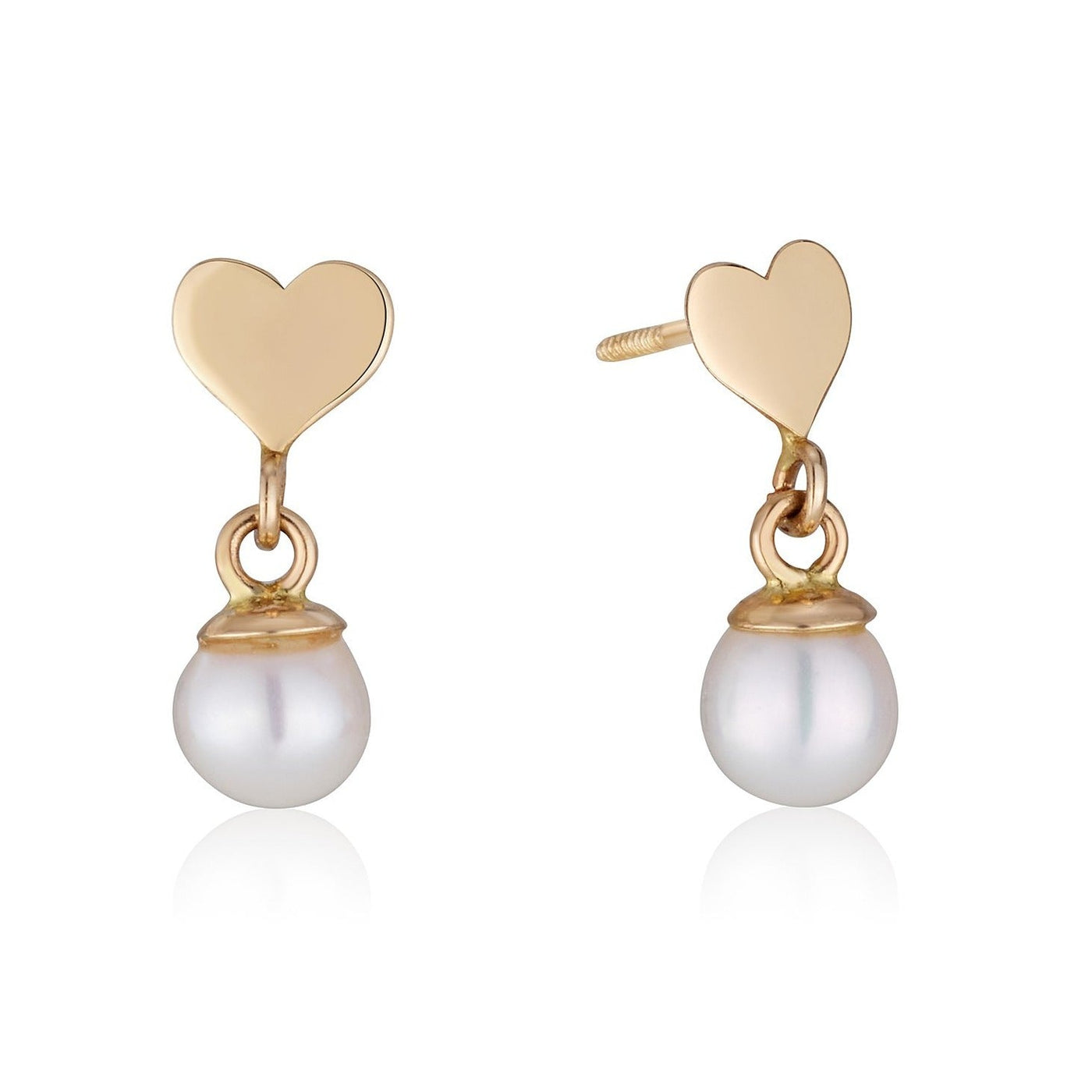 GOLD HEART EARRINGS WITH pearl