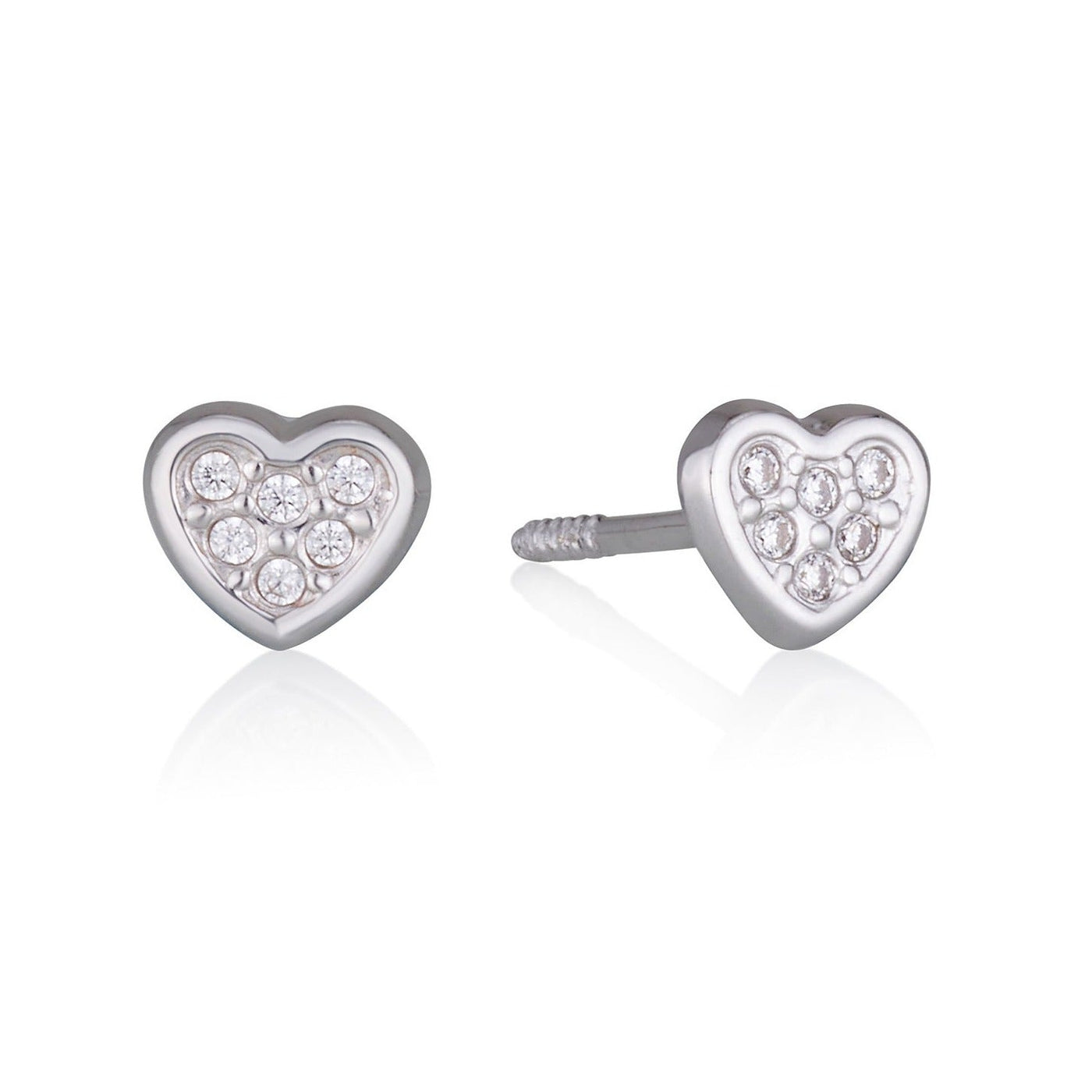 white gold heart earrings with zircon 4.5mm