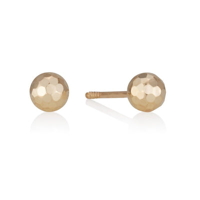 gold 4 mm disco ball earrings