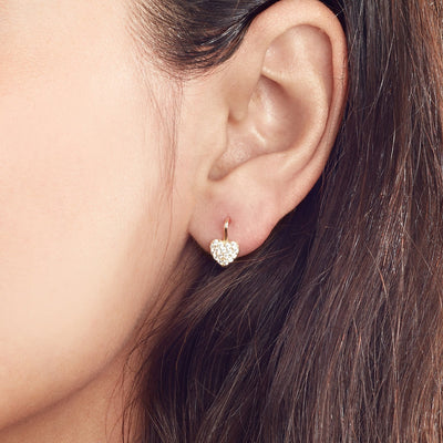 WHITE GOLD HEART EARRINGS WITH ZIRCON