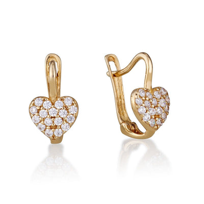 WHITE GOLD HEART EARRINGS WITH ZIRCON