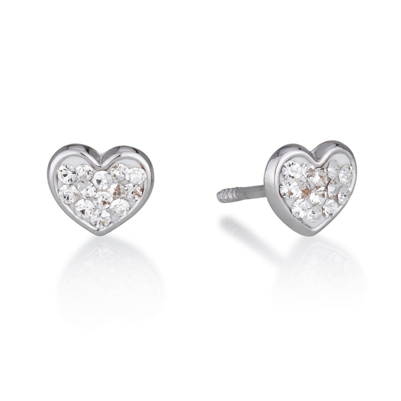 5mm white gold heart earrings with zircon