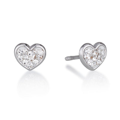 5mm white gold heart earrings with zircon