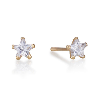 gold stars stud earrings with 4mm Zircon