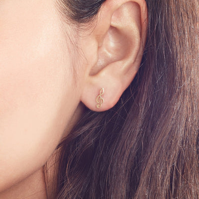 Yellow Gold Sol key stud earrings