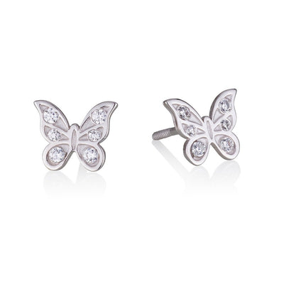 gold butterfly studs with zircon