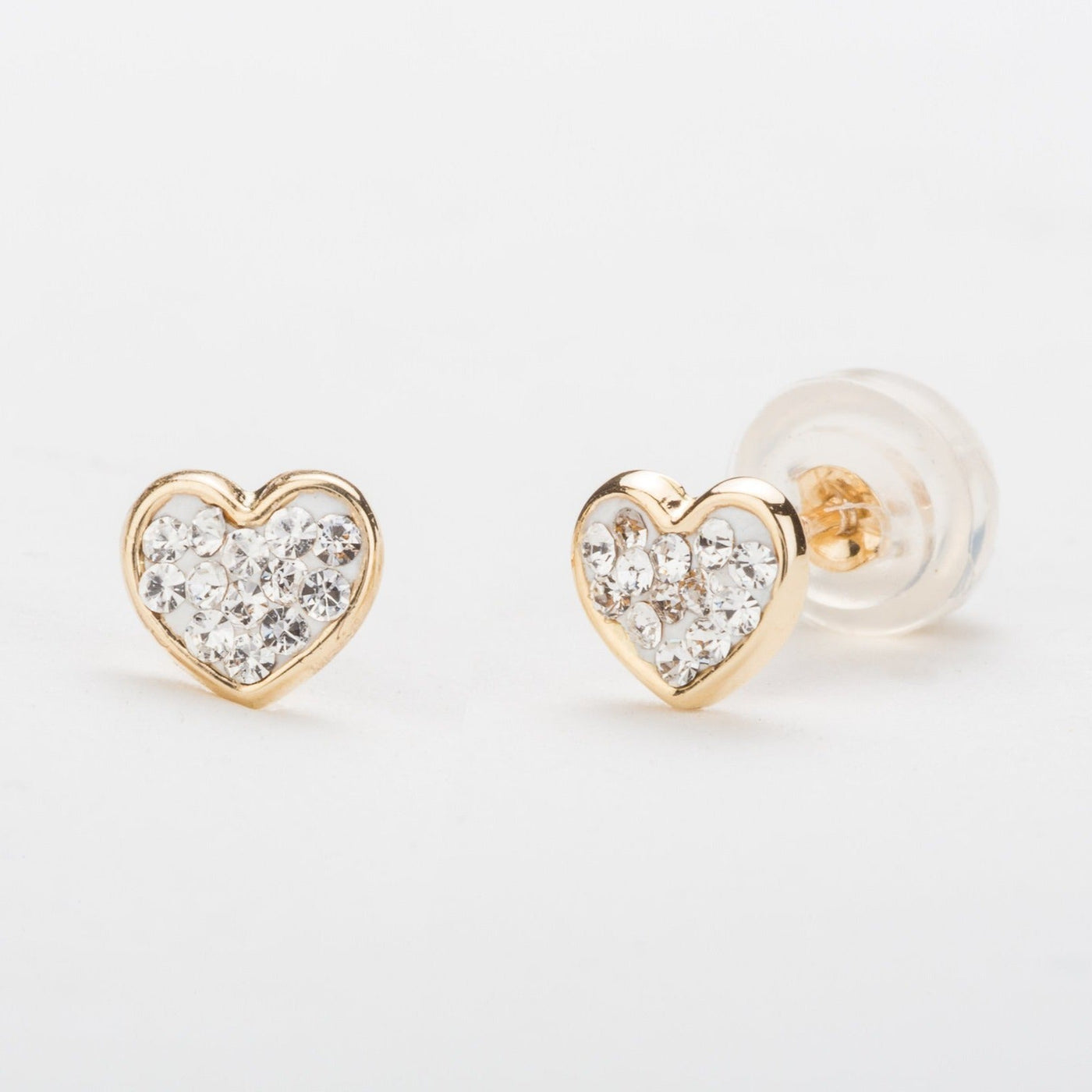 5mm white gold heart earrings with zircon