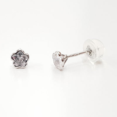 White GOLD FLOWERS EARRINGS WITH ZIRCON