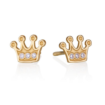 gold crown earrings with zircon