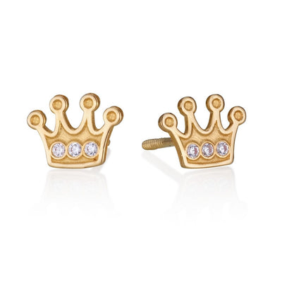 white gold crown earrings with zircon