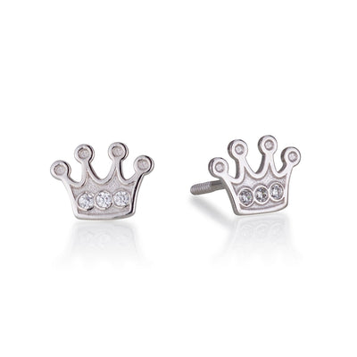 gold crown earrings with zircon