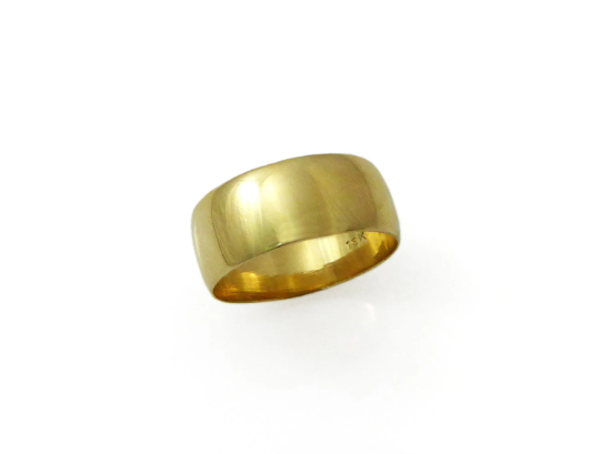 18k yellow gold 7.5 mm wide classic rounded wedding band