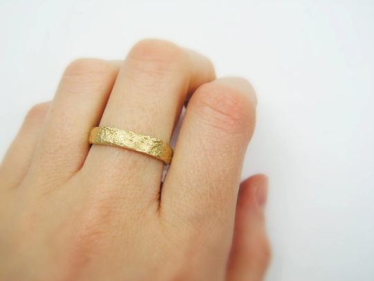 Melted 14K gold wedding band