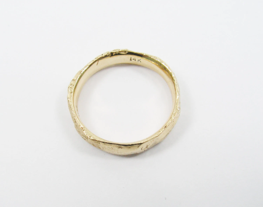 Melted 14K gold wedding band