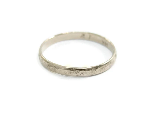 Hammered 14k white gold 2.5mm wedding ring