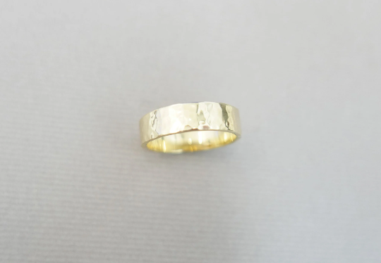 14k gold 1.5mm thick Hammered wedding band