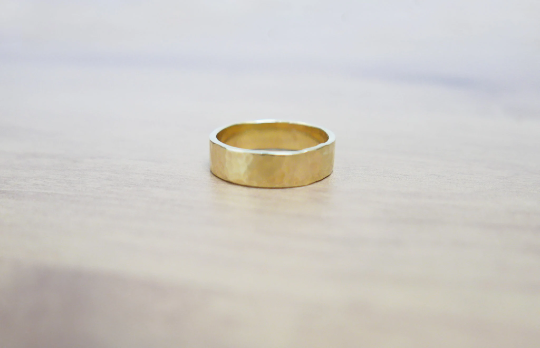 14k gold 1.5mm thick Hammered wedding band