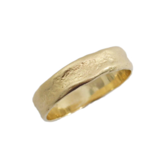 14k Matte gold Hand Molded wedding band