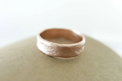 14k Matte Rose gold Hand Molded wedding band