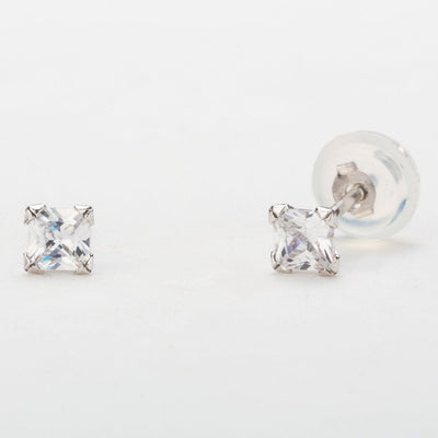 3mm white gold stud earrings with zircon