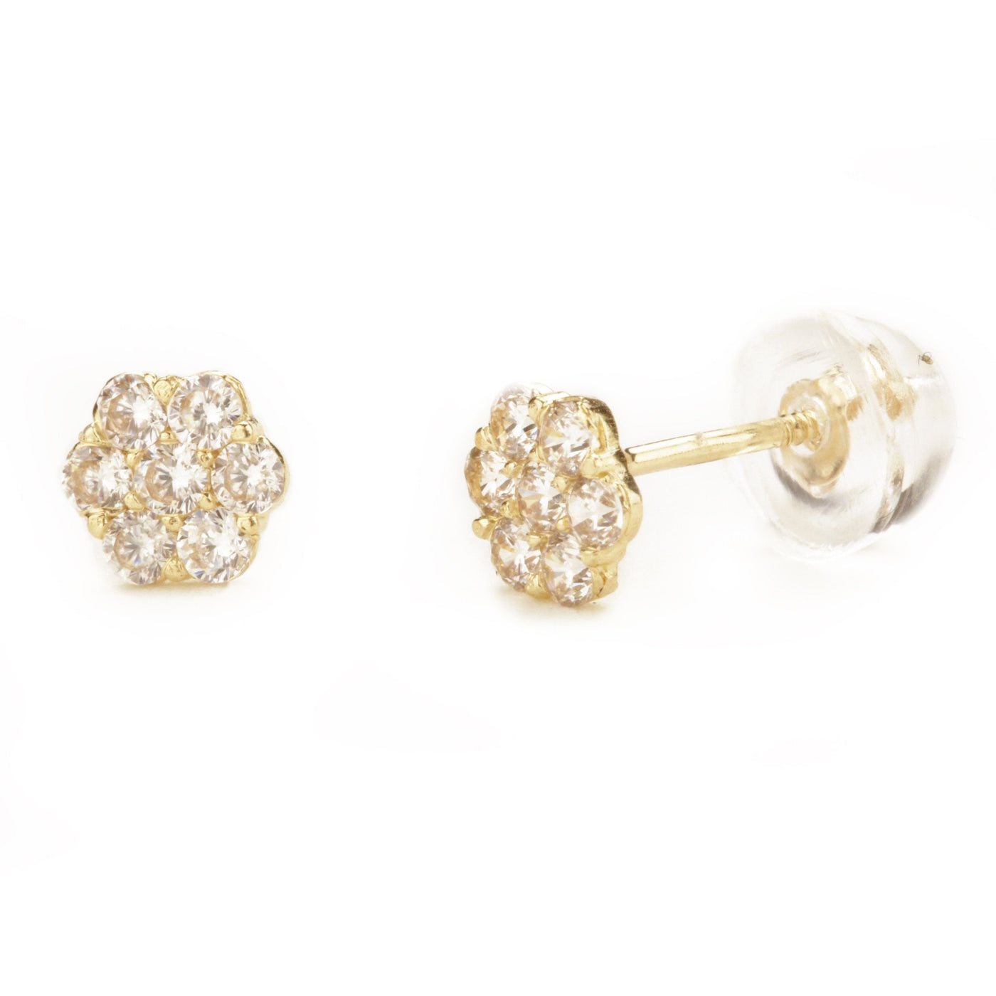 Gold flowers earrings with zircon