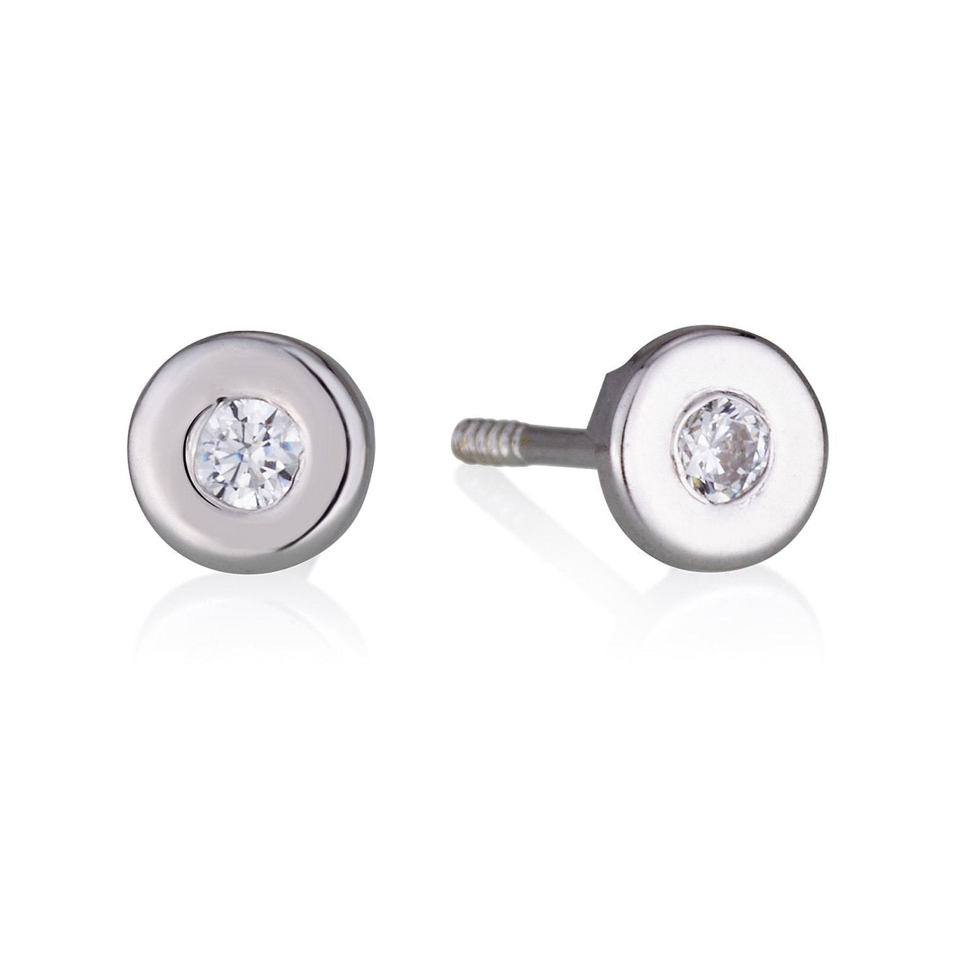 Round 4mm white gold earrings with cubic zirconia