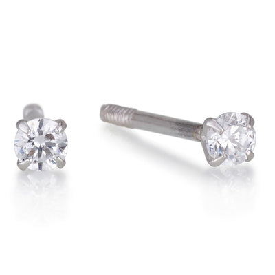 2mm Cubic Zirconia Solitaire Studs in yellow Gold