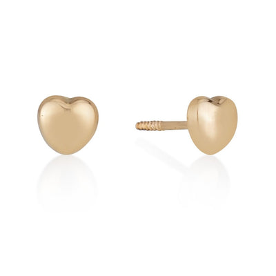 Gold hearts stud earrings 4.5mm