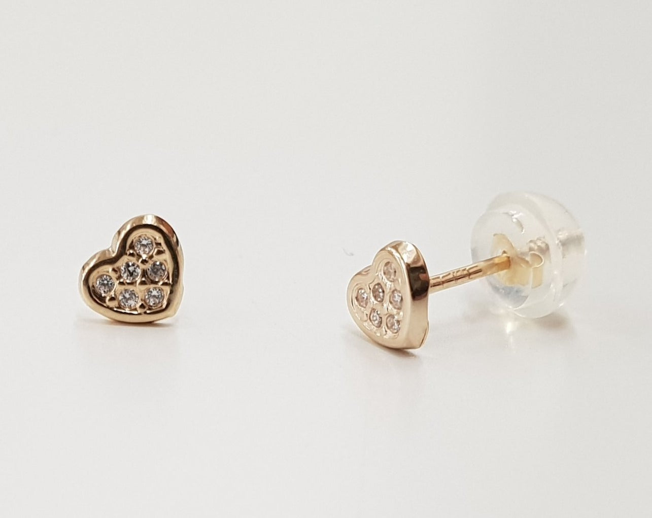 white gold heart earrings with zircon 4.5mm