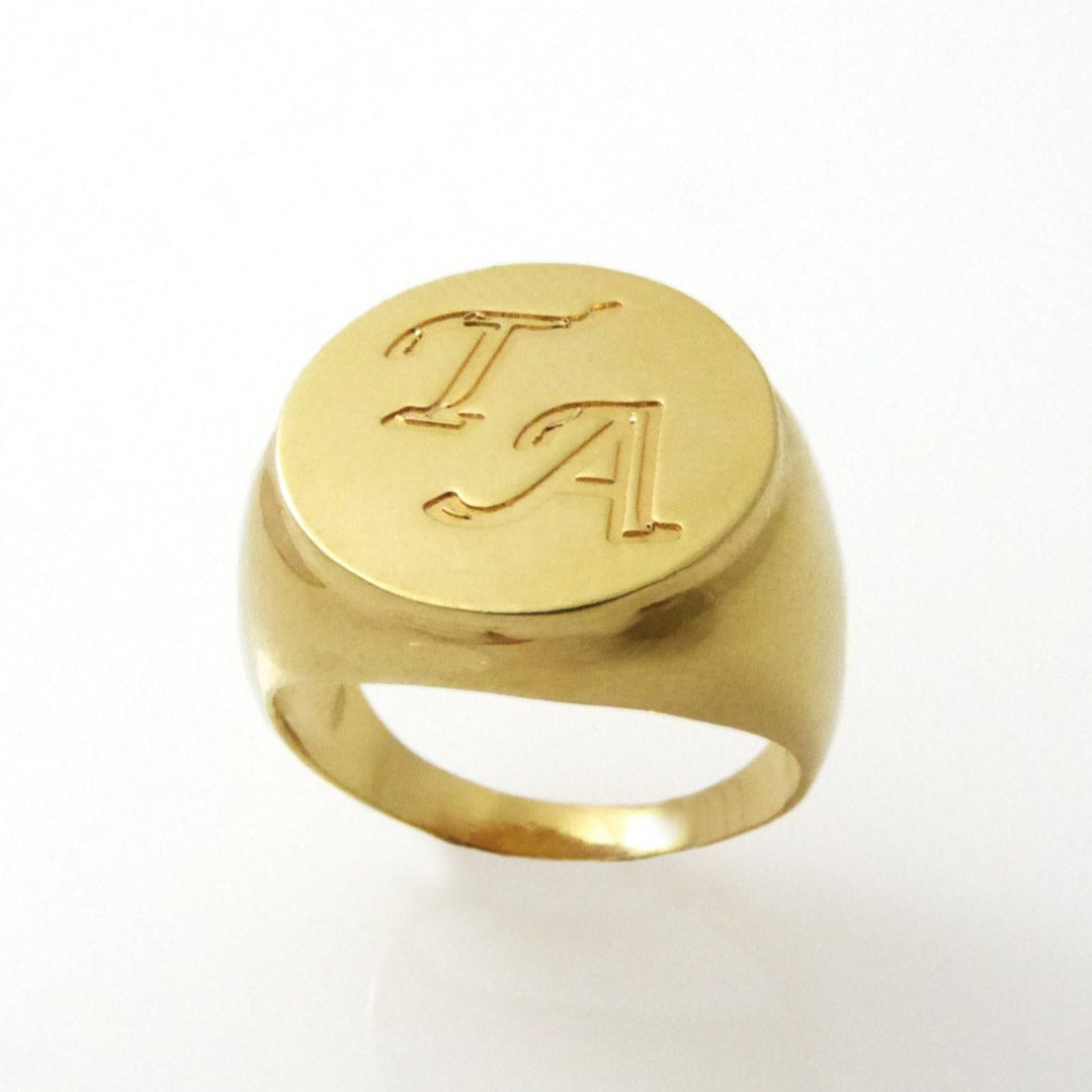 Initial gold plated ring