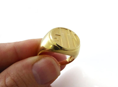 Unisex gold Monogram ring