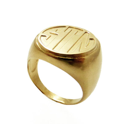 Unisex gold Monogram ring