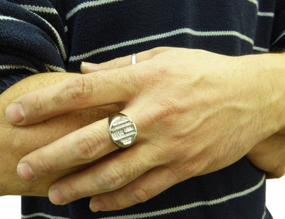 Mens circle initial ring