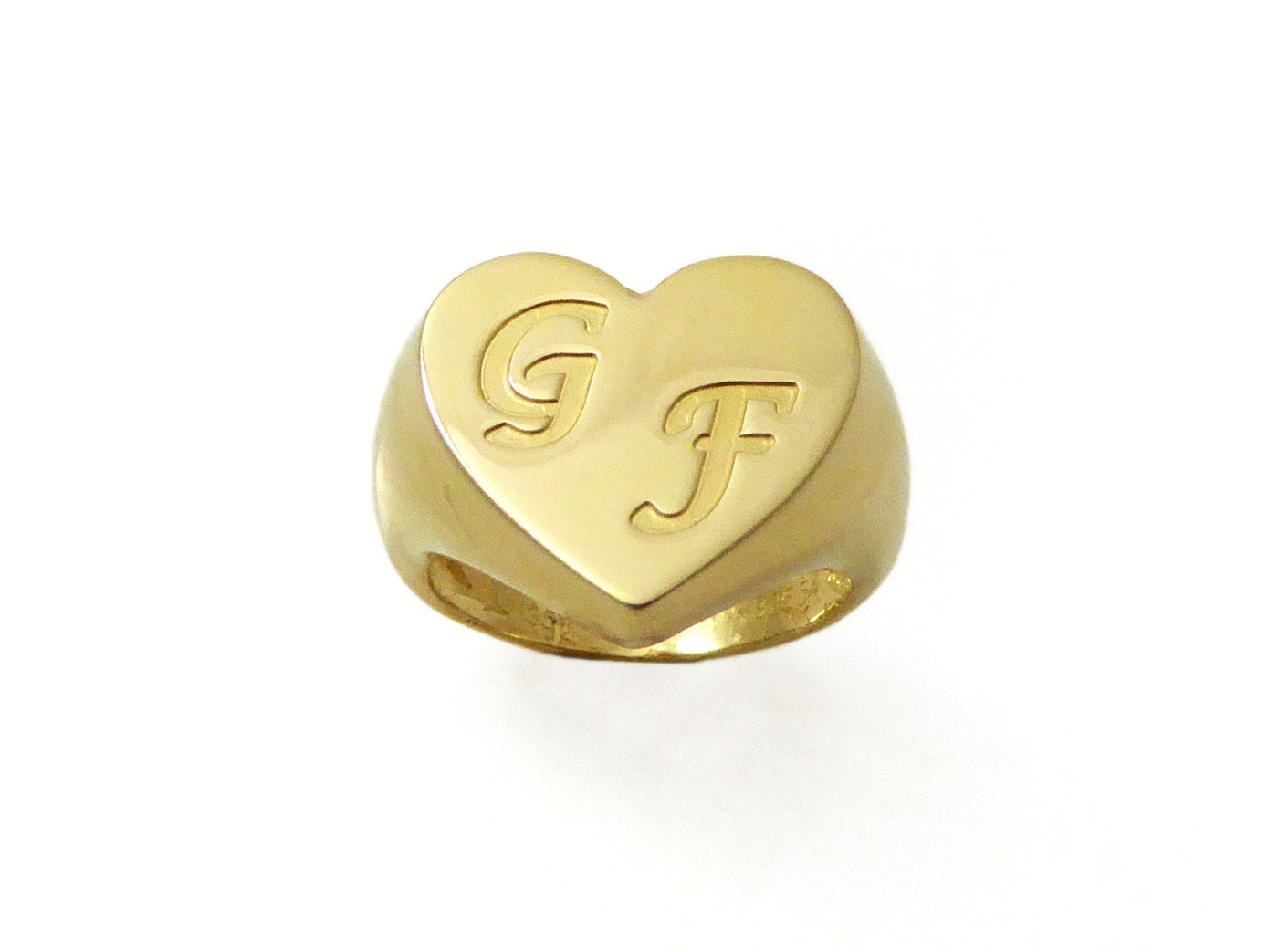 Gold monogram ring