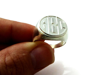 Mens circle initial ring