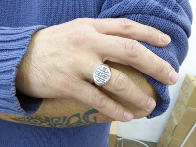 Mens circle initial ring